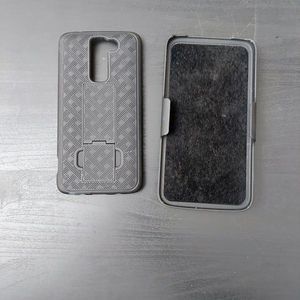 for LG K7 Black Slim Rugged Full Cover Black Phone Case Kickstand Belt Clip